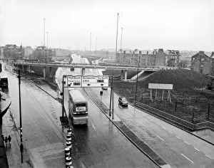 Double Decker Prints: The new approach to the Clyde tunnel in Glasgow which connects the districts of Whiteinch
