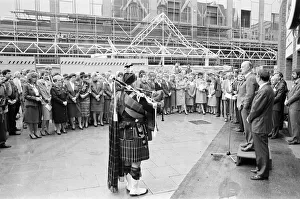 Bagpipes Prints: New Boots store opening at Clayton Square Shopping Centre, Liverpool 9th November 1988