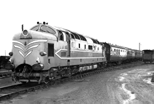 00348 Prints: The new British Electric diesel train Deltic leaving Kingmoor railway sheds on her first
