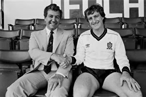 Shaking Hands Prints: New chairman of Fulham David Bulstrode seen with new signing Ray Lewington
