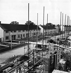 Building Site Prints: A new council housing estate being constructed at Borehamwood north of London