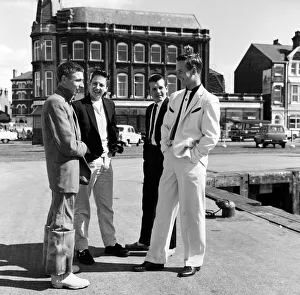 A new craze - Fancy suits worn by trawler fishermen at Lowestoft, Suffolk