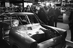 New Ford Anglia cars coming off the production line at the new Ford paint