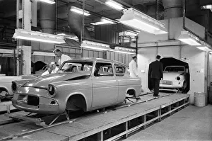 New Ford Anglia cars coming off the production line at the new Ford paint