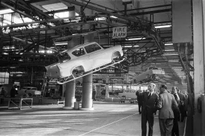01186 Prints: New Ford Anglia cars coming off the production line at the new Ford paint