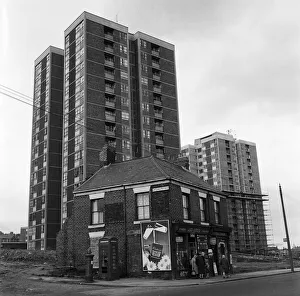 New high-rise flats and soon-to-be demolished buildings side by side in Newcastle