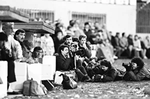 Lens Prints: New Manchester United manager Alex Ferguson surrounded by photographers as he sits in