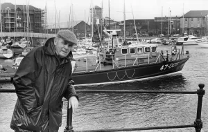 The new Mumbles Tyne Class lifeboat Ethel Anne Measures. 28th June 1985