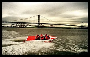 The new passenger jet boat May 1998 on the River Forth as it gears up for the summer