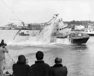 01507 Prints: The new Penlee lifeboat Mabel Alice was capsized yesterday in front of some of it