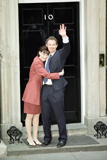 01505 Prints: New Prime Minister Tony Blair with his wife Cherie outside 10 Downing Street after