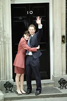 01505 Prints: New Prime Minister Tony Blair with his wife Cherie outside 10 Downing Street after