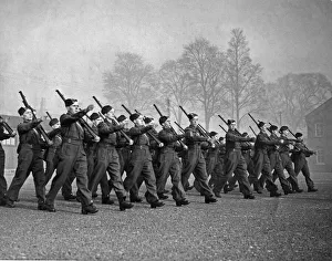 Derbyshire Prints: New recruits soon get into their stride and swing along smartly on the Parade ground