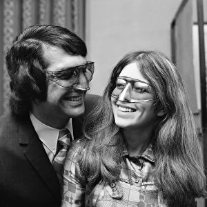 Images Dated 13th January 1971: The new shaped Noseguard Sunglasses that cost thirty five shillings are unveiled at The