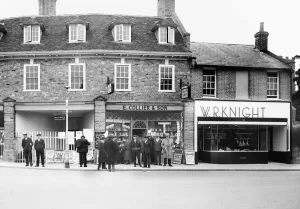 Newsagents Prints: New shops on the corner of High Street Chalfont St Peters Circa 1935