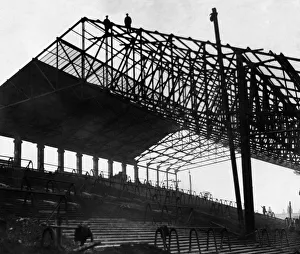 Stand Prints: The new Spion Kop stand under construction at Liverpools Anfield Ground