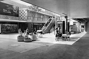 In the New Strand shopping precinct - an escalator to the upper deck. 6th August 1968