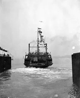 00094 Prints: The new train ferry sets sail from Harwich. 25th April 1924