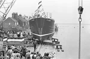 Trawler Prints: The new trawler St Leger seen here being launched into the River Humber 20th July 1978