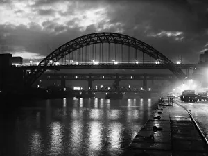 New Tyne Bridge. Dramatic view of the Tyne Bridge with the High Level Bridge