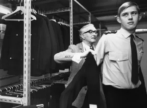 Equipment Prints: A new uniform being issued to officers at the Mid Anglia police Headquarters, 1973