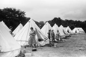 Tents Prints: New W. A. T. S. recruits at the Cowshot Manor Camp Brookwood