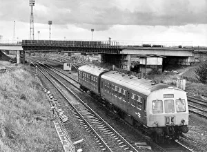 00359 Prints: The new Western Way road bridge crossing the main London to Newcastle railway at North of
