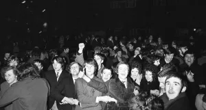 Holding Hands Prints: New Years revellers seen here singing Auld Lang Syne and celebrating see in 1970 in