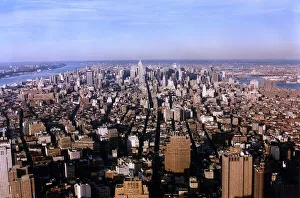 Non European Cities Prints: New York city skyline Empire State building USA 1997 view from World Trade Centre Twin