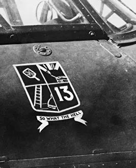 01466 Prints: A New Zealand R. A. F. fighter pilot with his Hurricane during the Second World War