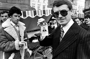 00496 Prints: Newcastle barrow boys with their licences for legal trading in the city centre on 26th
