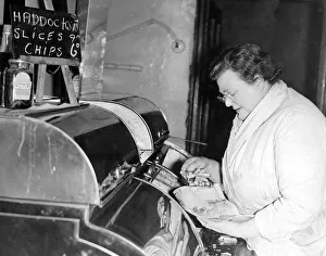 A Newcastle fish a chip shop in 1956 where customers were coming to terms with a price