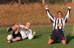 NEWCASTLE TOWN GOALKEEPER PHILIP BUTLER GETS DOWN TO SOME SECRET TRAINING WHEN HE