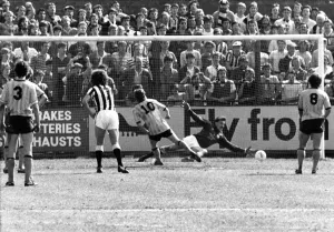 Penalty Prints: Newcastle United Action - Newcastle United v Cambridge 29 April 1984 - Kevin Smith beats
