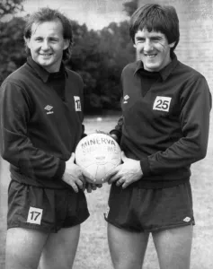 Strip Prints: Newcastle United players David McCreery and Peter Beardsley, both ex-Manchester United