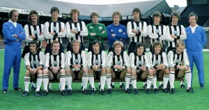 Strip Prints: Newcastle United pose for a team shot at St James July 1976