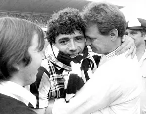 Scarves Prints: Newcastle United skipper Kevin Keegan with fans Circa 1983