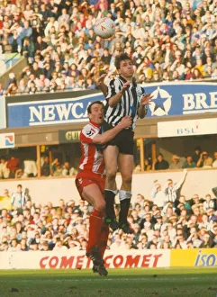 Newcastle United v Brentford 28 February 1993 - David Kelly challenges for the ball