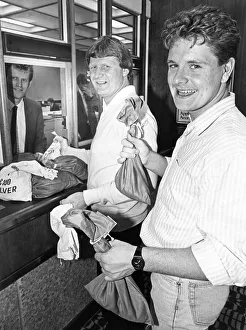 Newcastle Uniteds Willie McFaul and Paul Gascoigne (Gazza