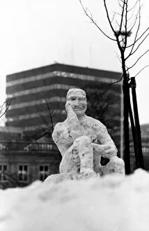 00110 Collection: The Newcastle University Library snowman in January 1985