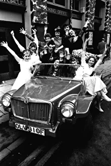 Unknown Ages Prints: Newcastle University students on a photo call outside the New Tyne Theatre, Westgate Road