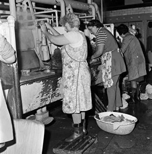 Newcastle women washing their clothes at Snow Street Wash House, Newcastle