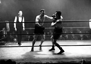Boxers Prints: Newcastles Billy Exley goes to work on Belgian Josef Georeux at the Newcastle St