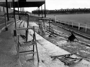 Images Dated 6th October 1970: Newport Football Club. Terraces with grass, weeds and broken chairs