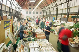 01045 Prints: Newport market, a traditional Victorian indoor market, built in 1854 in Newport