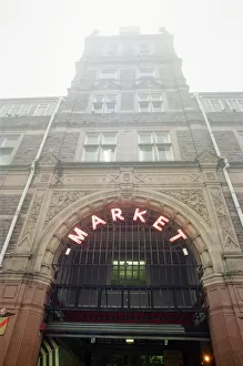 01045 Prints: Newport market, a traditional Victorian indoor market, built in 1854 in Newport
