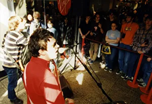 Dolls Prints: Newport s, 60ft Dolls, in concert at the Virgin Store in Queen Street, Cardiff, Wales