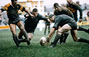 Ball Prints: Newport v Neath. (Left to right) Newports David Llewellyn with Neath