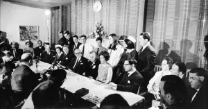 Surgery Prints: News press conference after Britains first heart transplant was successfully carried