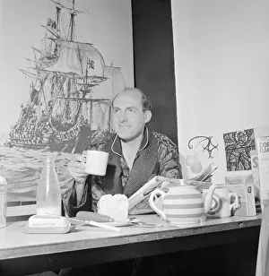 Breakfast Prints: Newsreader Gordon Honeycombe seen here having breakfast Circa 1964